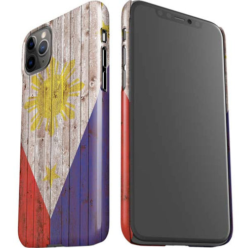 Philippines Flag Dark Wood iPhone 11 Pro Max Lite Case